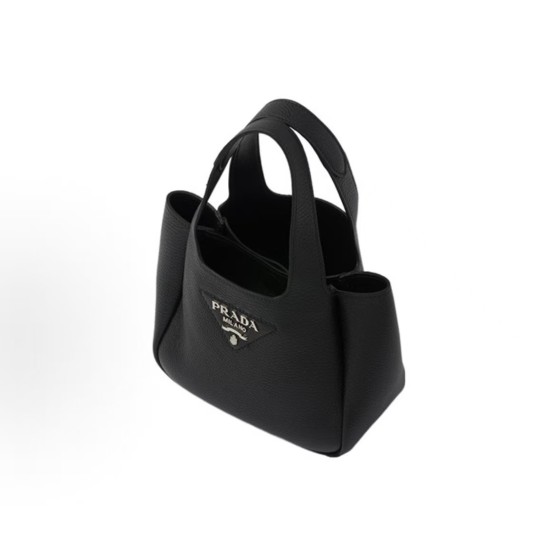 PRADA metal engraved baskets, tote bags, bucket bags, shopping bags, women\'s black style